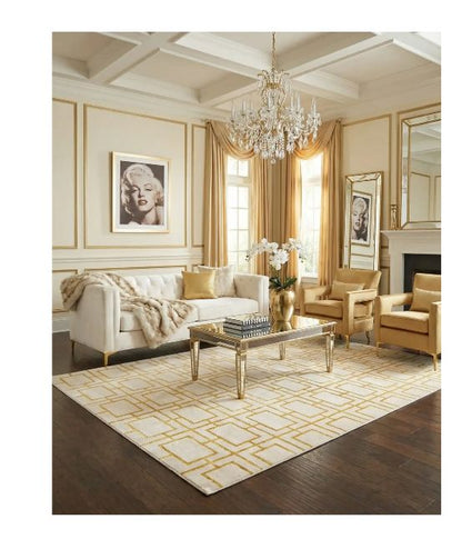 Glam White & Gold Rug — 10' × 14'