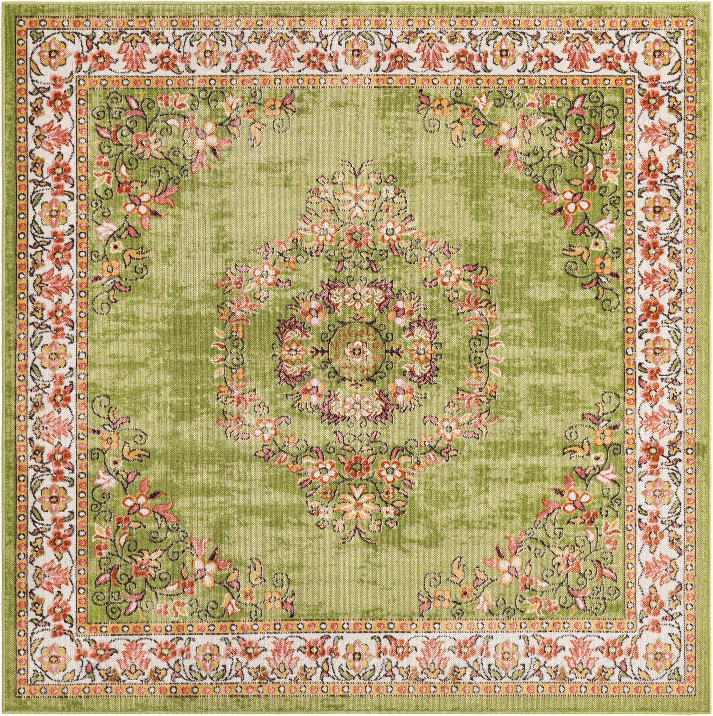 6' x 6' Green Multipurpose Rug
