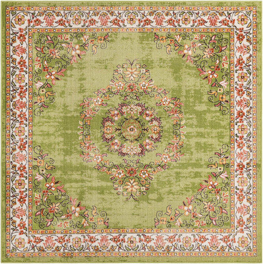 6' x 6' Green Multipurpose Rug