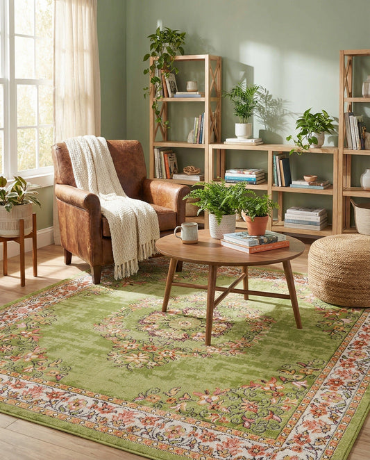 6' x 6' Green Multipurpose Rug