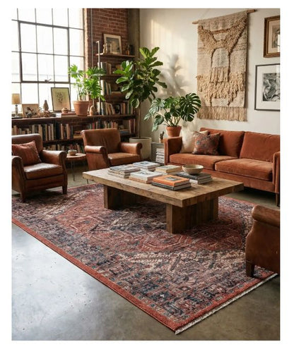 Salmon Pink Hand-Woven Rug — 7' × 10'