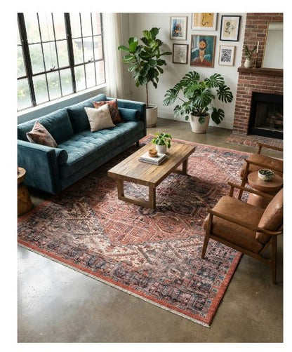 Salmon Pink Hand-Woven Rug — 7' × 10'