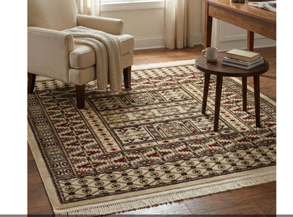 6 x 6 Ivory Afghan Area Rug