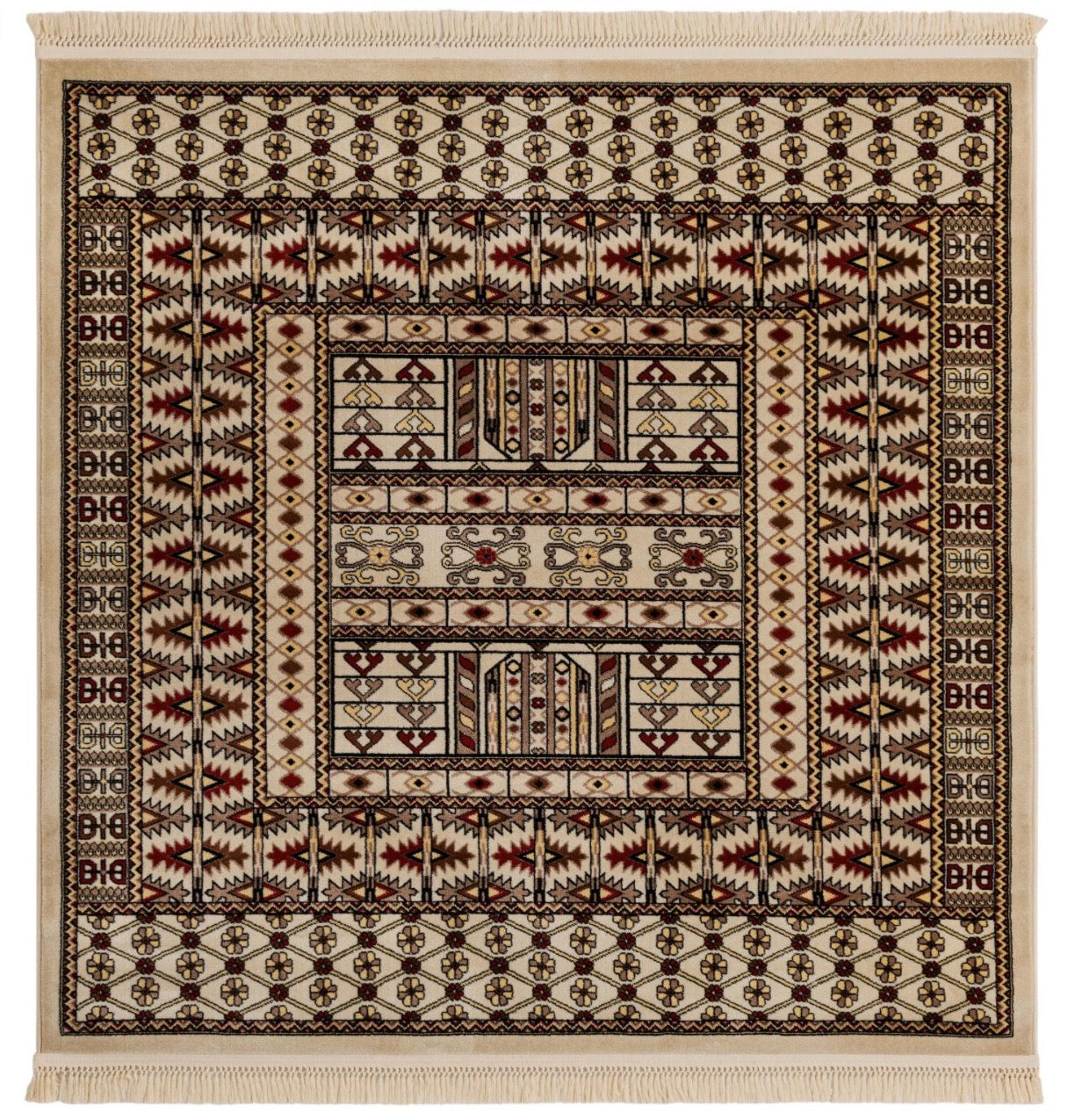 6 x 6 Ivory Afghan Area Rug