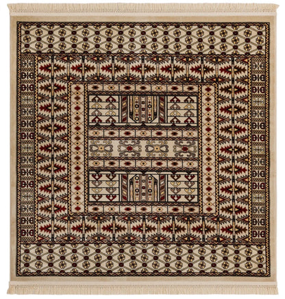 6 x 6 Ivory Afghan Area Rug
