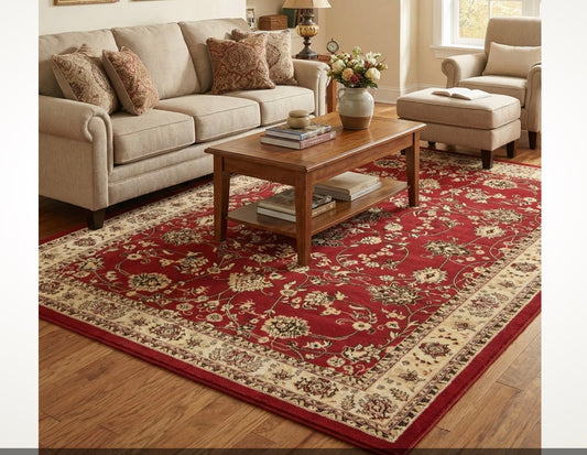 7' x 10' Burgundy Kashan Area Rug